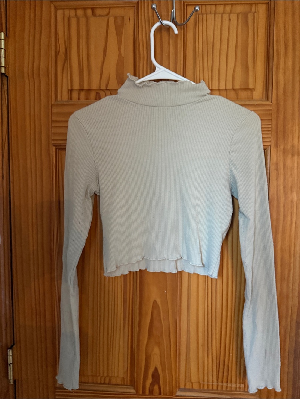 aerie Ribbed Mock-Neck Crop Top in Sage
